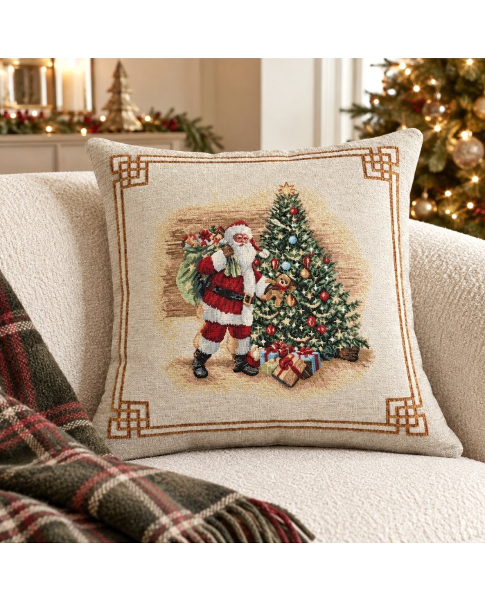 Fodera cuscino arredo Natale in gobelin 45x45 Vingi ricami Cristal Gift