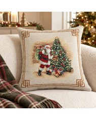 Fodera cuscino arredo Natale in gobelin 45x45 Vingi ricami Cristal Abete