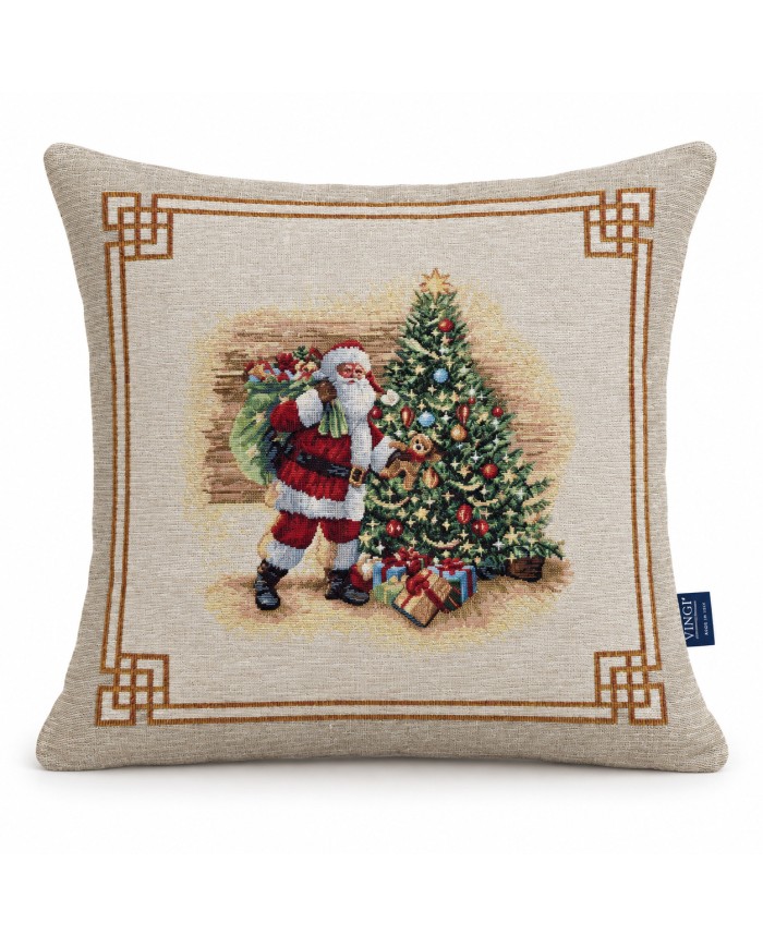 Fodera cuscino arredo Natale in gobelin 45x45 Vingi ricami Cristal Gift