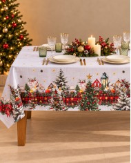 Tovaglia Natale 6 posti 100% cotone Vingi Tiffany Dis. 3
