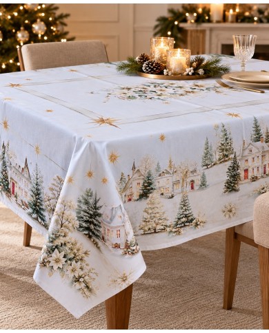 Tovaglia Natale 12 posti 100% cotone Vingi Tiffany Dis. 13