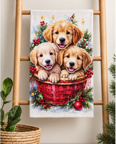 Set 6 strofinacci Natale 100% cotone Vingi Tiffany dis. 3