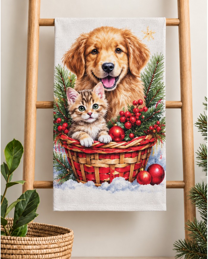 Set 6 strofinacci Natale 100% cotone Vingi Tiffany dis. 3