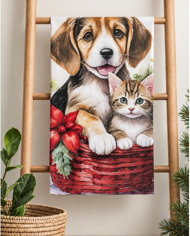 Set 6 strofinacci Natale 100% cotone Vingi Tiffany dis. 3