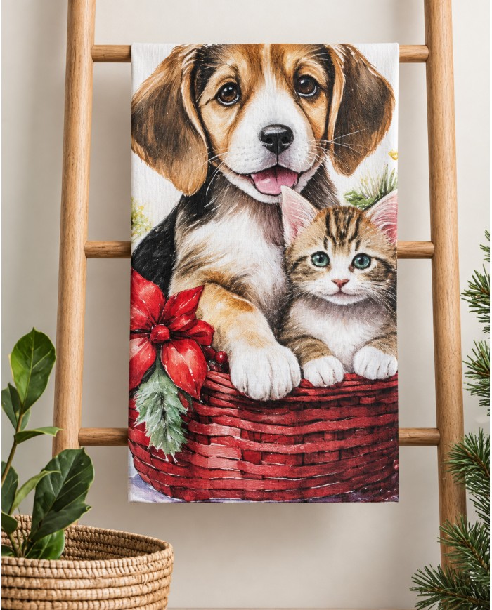 Set 6 strofinacci Natale 100% cotone Vingi Tiffany dis. 3