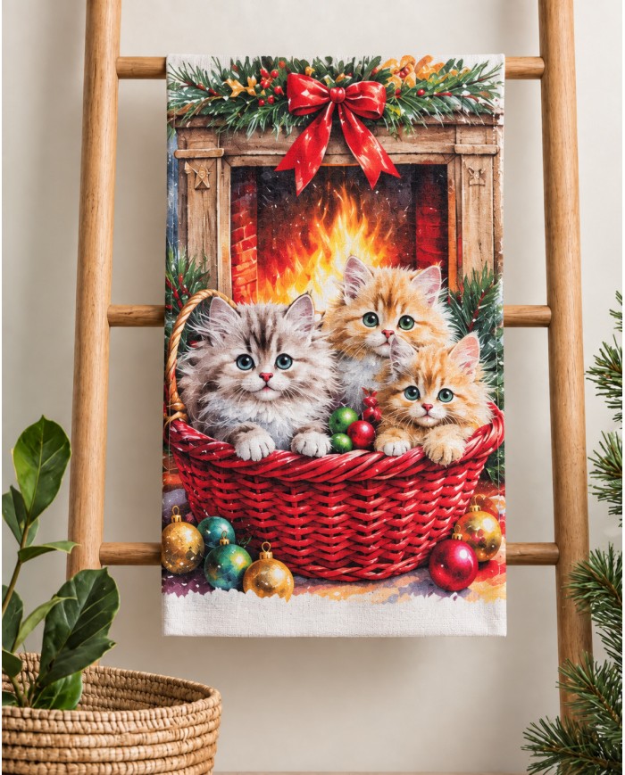 Set 6 strofinacci Natale 100% cotone Vingi Tiffany dis. 3