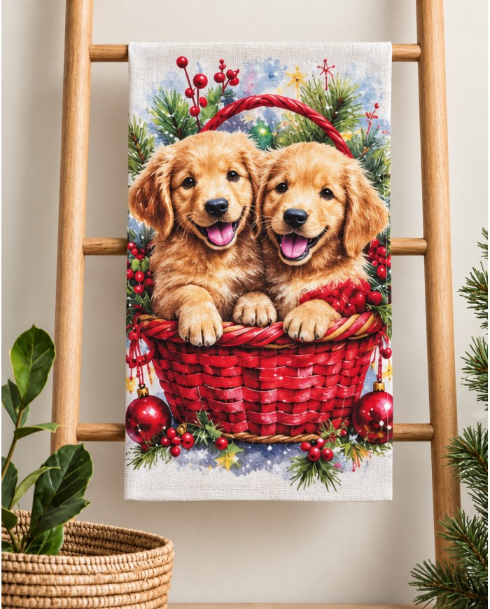 Set 6 strofinacci Natale 100% cotone Vingi Tiffany dis. 3