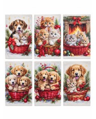 Set 6 strofinacci Natale 100% cotone Vingi Tiffany dis. 3
