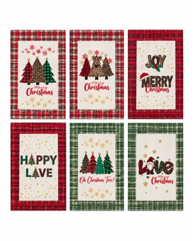 Set 6 strofinacci Natale 100% cotone Vingi Tiffany dis. 4