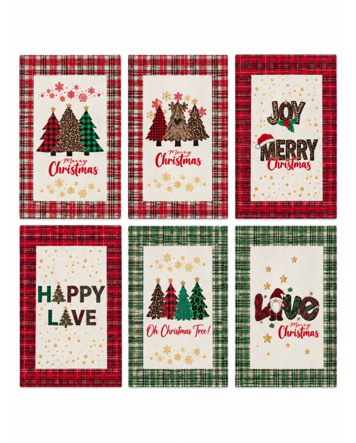 Set 6 strofinacci Natale 100% cotone Vingi Tiffany dis. 4