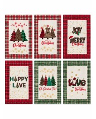 Set 6 strofinacci Natale 100% cotone Vingi Tiffany dis. 4
