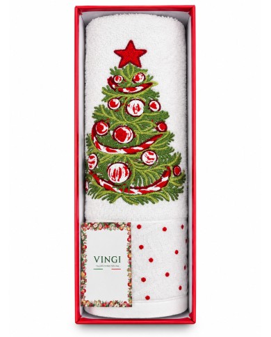 Set asciugamano viso + ospite Natale Nataly di Vingi Ricami