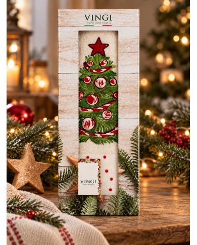 Set asciugamano viso + ospite Natale Nataly di Vingi Ricami