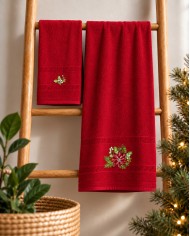 Set asciugamano viso + ospite Natale Aida di Vingi Ricami
