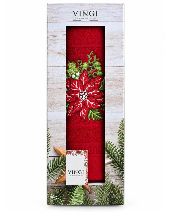 Set asciugamano viso + ospite Natale Aida di Vingi Ricami
