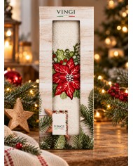 Set asciugamano viso + ospite Natale Aida di Vingi Ricami