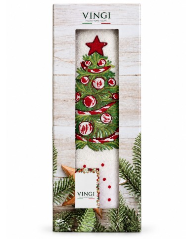 Set asciugamano viso + ospite Natale Nataly di Vingi Ricami