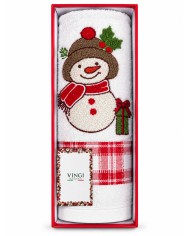 Set asciugamano viso + ospite Natale Snow di Vingi Ricami