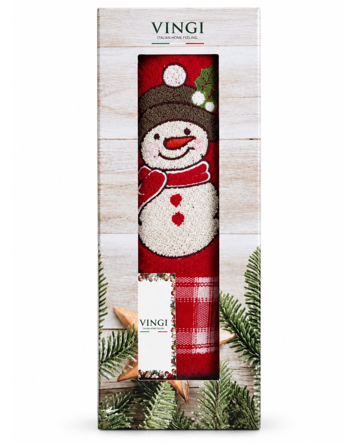 Set asciugamano viso + ospite Natale Snow di Vingi Ricami