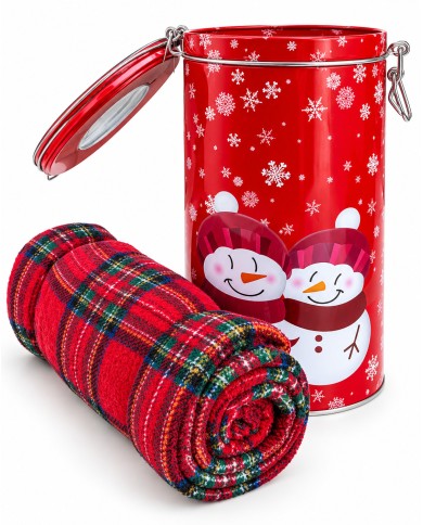 Plaid Natale in latta confezione regalo Snow