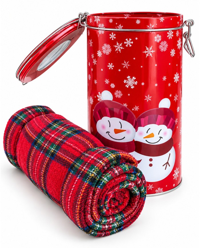 Plaid Natale in latta confezione regalo Snow