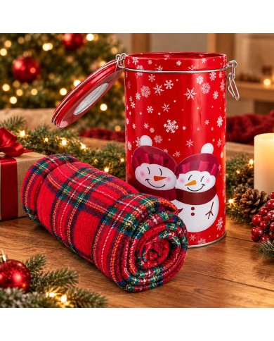 Plaid Natale in latta confezione regalo Snow