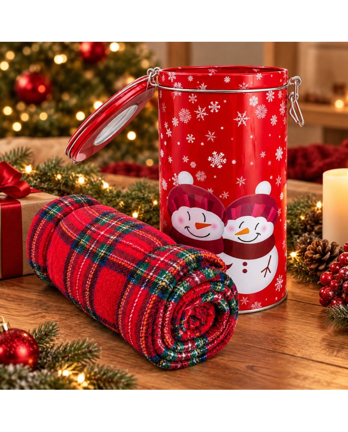 Plaid Natale in latta confezione regalo Snow