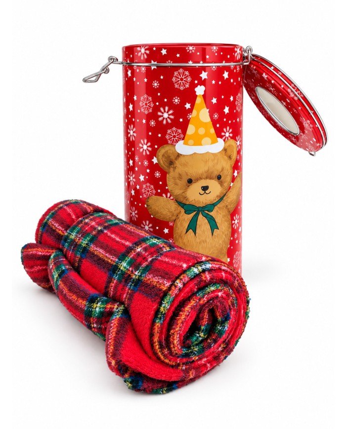 Plaid Natale in latta confezione regalo Teddy