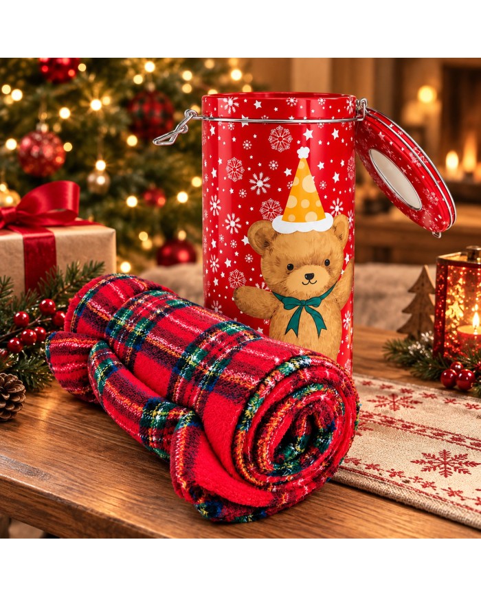 Plaid Natale in latta confezione regalo Teddy