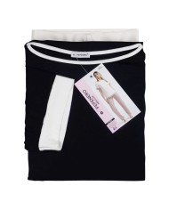 Pigiama Donna mezza manica bordo a contrasto Pepenero P9087 - MADE IN ITALY