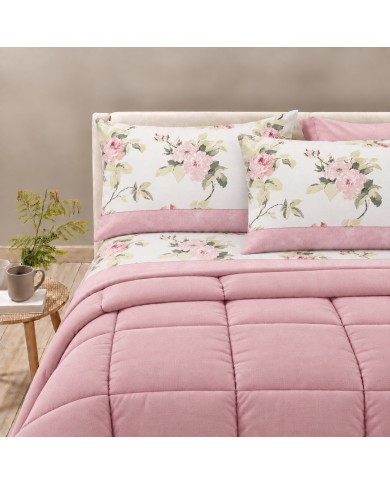 Completo lenzuola matrimoniale 100% cotone Armonia art. Roseto