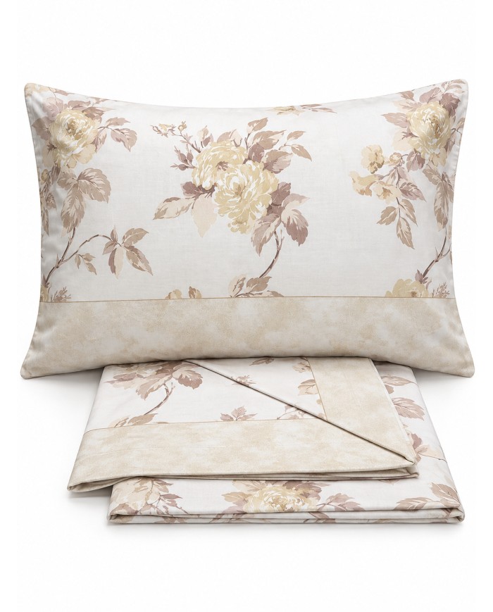 Completo lenzuola matrimoniale 100% cotone Armonia art. Roseto