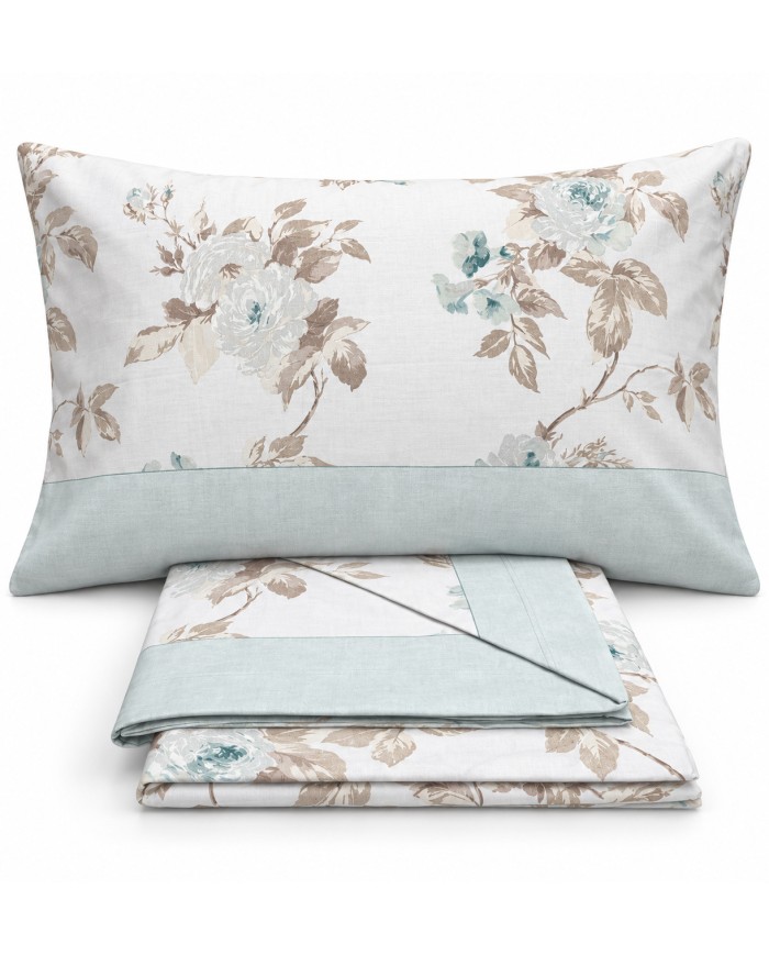 Completo lenzuola matrimoniale 100% cotone Armonia art. Roseto
