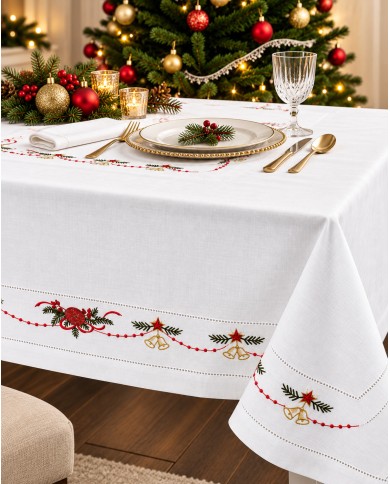 Servizio da tavola di Natale 12 posti ricamato art. 2005/1