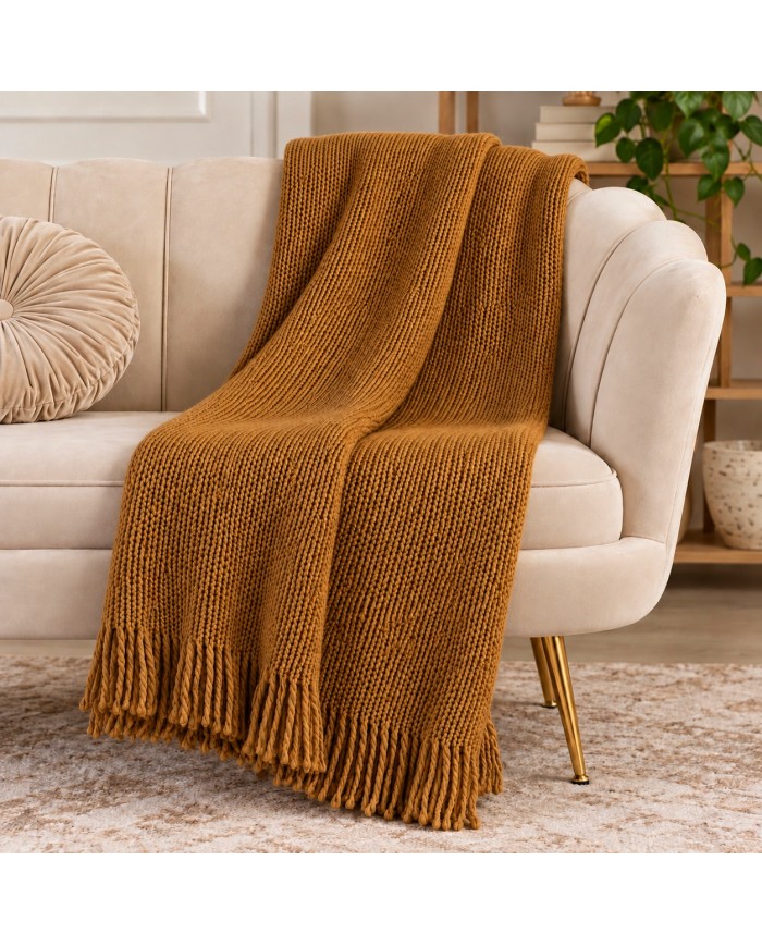 Luxury Plaid coperta con frange Inverness 150x210