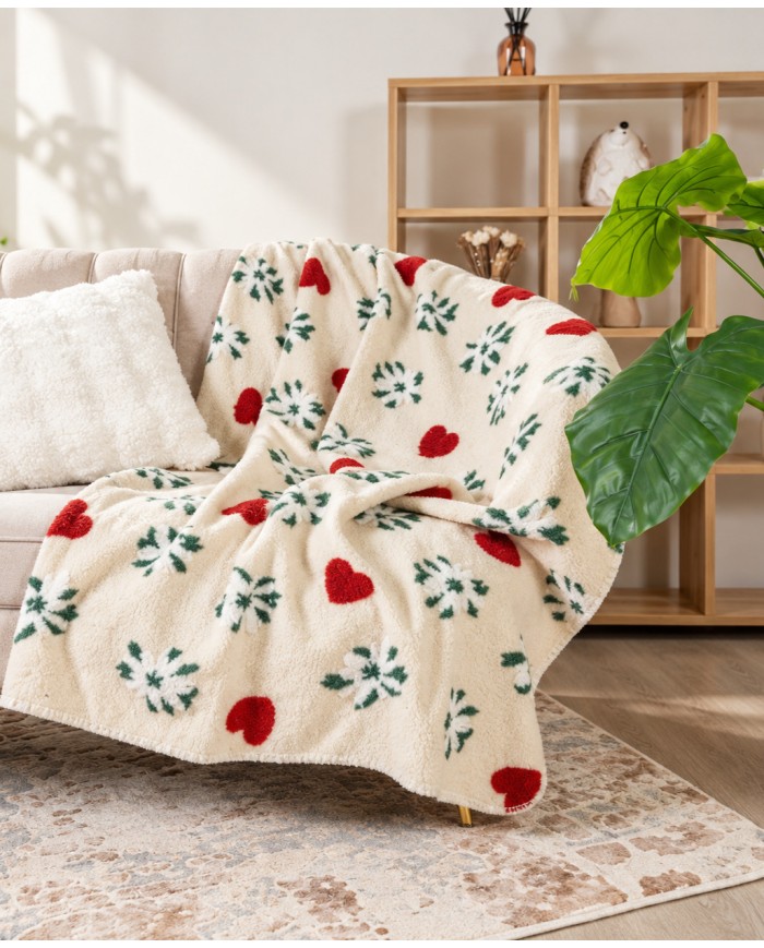 Plaid con ricamo 3D effetto lana cotta Alpine dis. 1