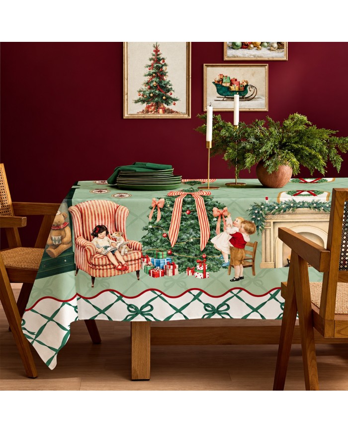 Tovaglia 12 posti 100% cotone Natale Maestri Cotonieri Marzapane