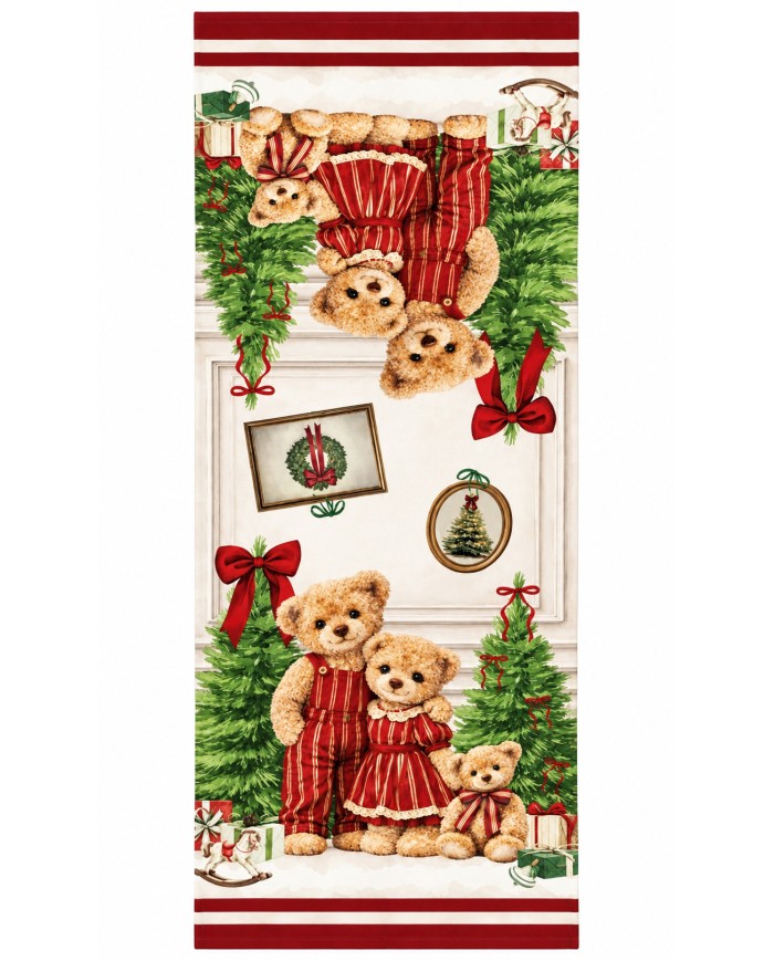 Runner Natale 100% cotone Maestri Cotonieri Famiglia Teddy