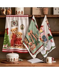 Set 3 strofinacci Natale 100% cotone Maestri Cotonieri Santa