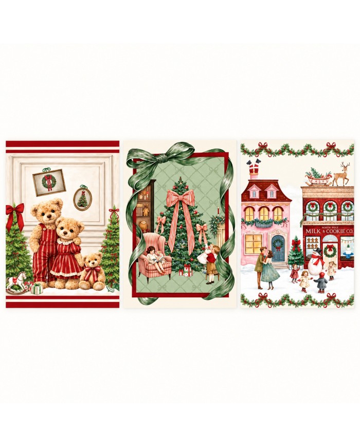 Set 3 strofinacci Natale 100% cotone Maestri Cotonieri Magia