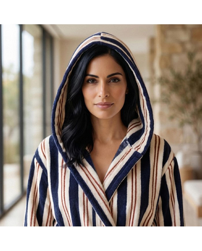 Accappatoio unisex in spugna e ciniglia 100% cotone Stripe