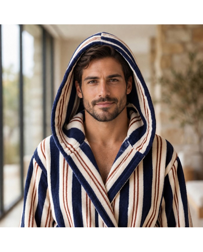 Accappatoio unisex in spugna e ciniglia 100% cotone Stripe