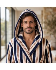Accappatoio unisex in spugna e ciniglia 100% cotone Stripe