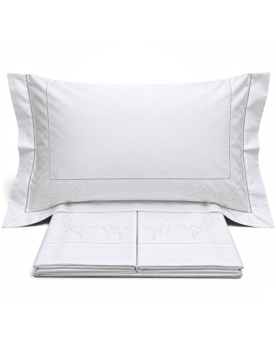 Completo Lenzuola matrimoniali ricamate in percalle di cotone 7922