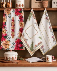 Set 3 strofinacci 100% cotone Natale Neith Christmas dis. 2