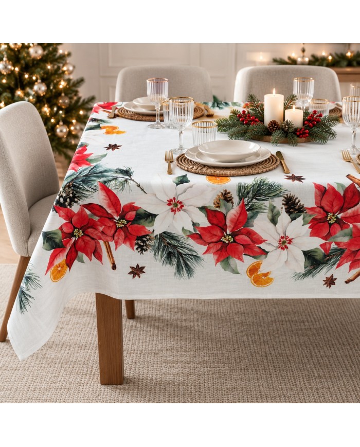 Tovaglia 12 posti Natale 100% cotone Tessitura di Arconate dis. 1