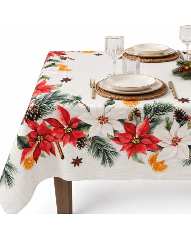 Tovaglia 12 posti Natale 100% cotone Tessitura di Arconate dis. 1
