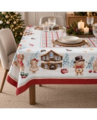 Tovaglia 12 posti Natale 100% cotone Tessitura di Arconate dis. 2