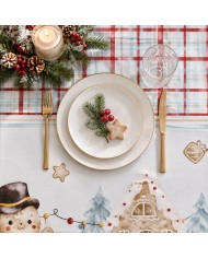 Tovaglia 12 posti Natale 100% cotone Tessitura di Arconate dis. 3
