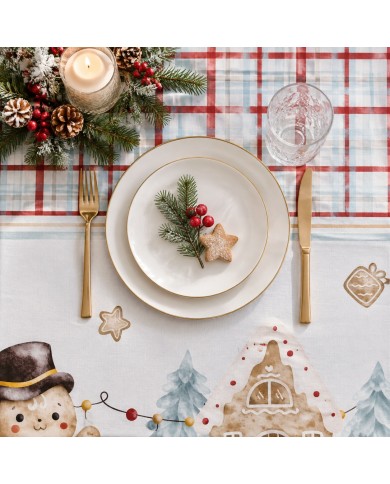 Tovaglia 6 posti Natale 100% cotone Tessitura di Arconate dis. 3